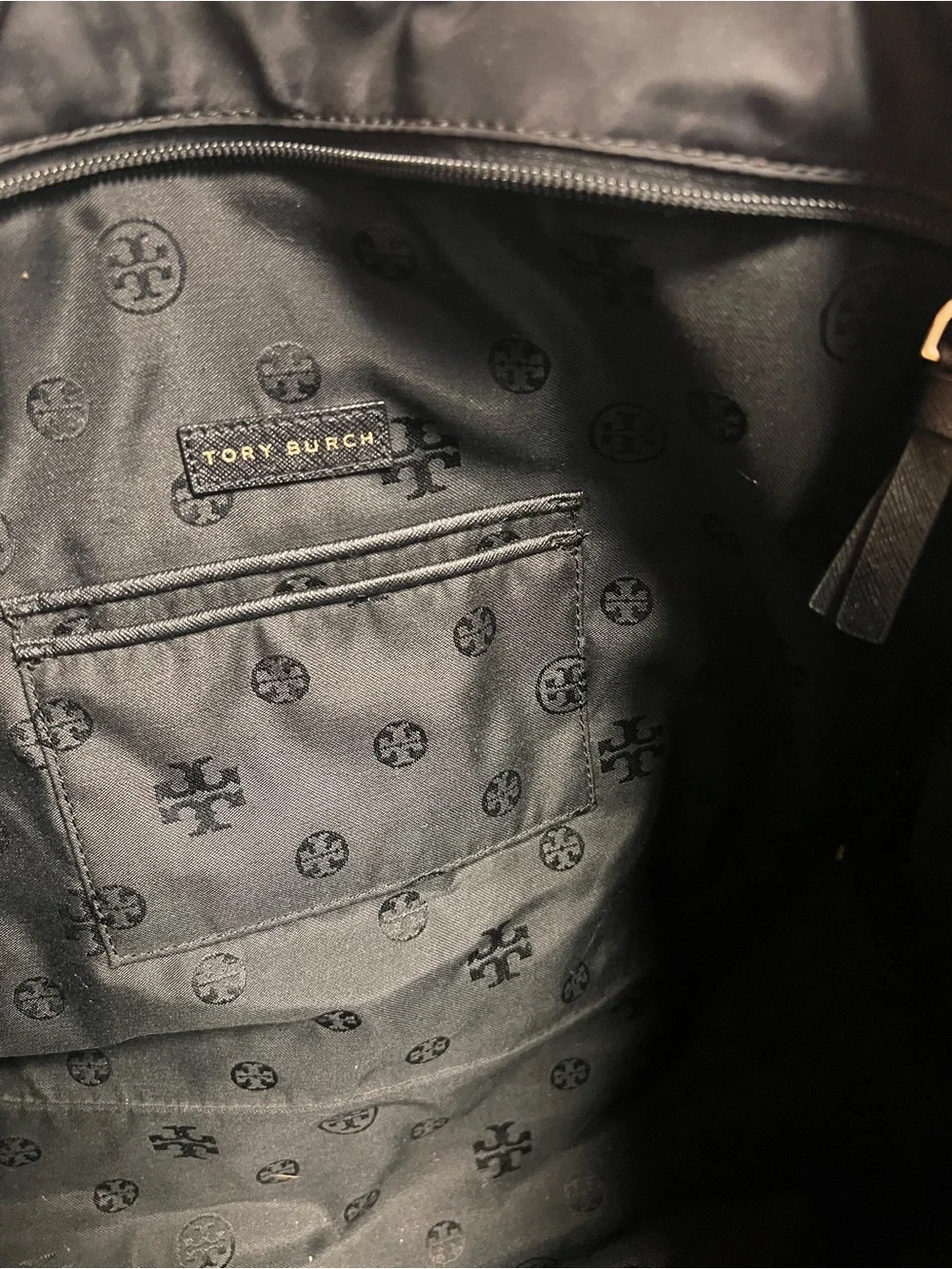 Tory Burch Black Nylon and Leather-Trim Tote